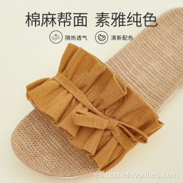 Zapatillas antideslizantes de punta abierta suaves informales planas para mujer